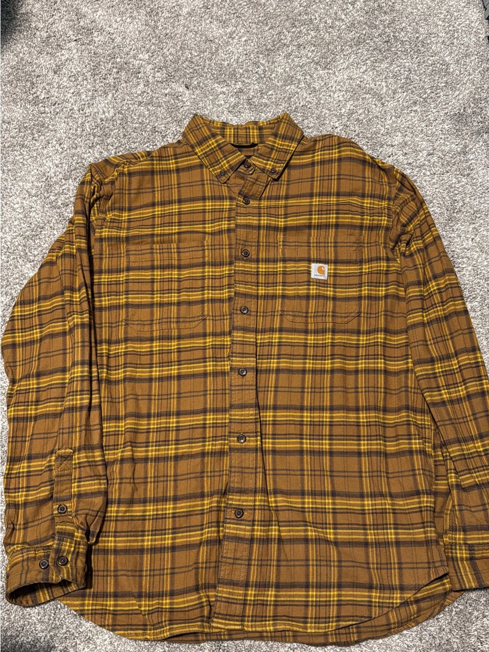 Carhartt Rugged Flex Relaxed Fit Plaid Flannel Long Sleeve Men’s Large